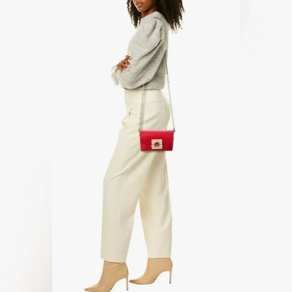 Valentino By Mario Valentino Lilou Bonbonniere Leather Crossbody Red - Picture 3 of 6